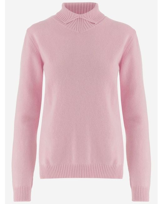 Jil Sander Pink Wool Turtleneck Sweater