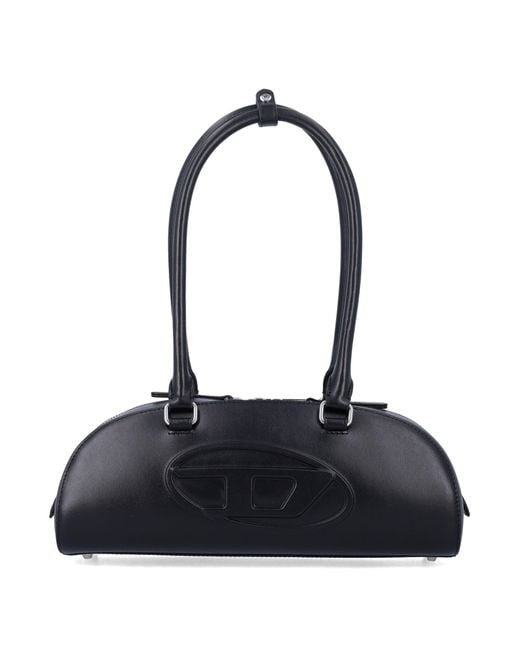 DIESEL Black 1Dr Dome Leather Shoulder Bag