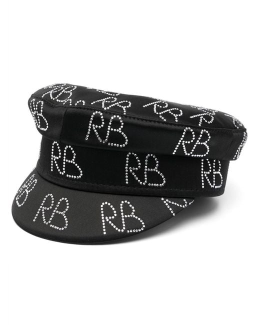 Ruslan Baginskiy Black Baker Boy Logo Strass Hat