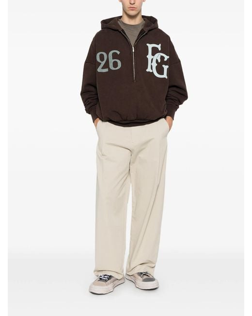 Fear Of God Brown "Baseball Club" Half Zip Hoodie
