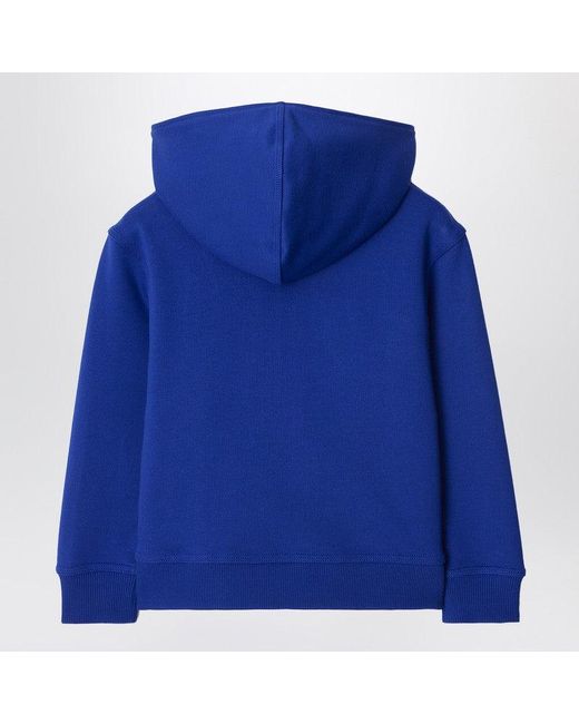 Burberry Blue Electric Cotton Hooded Sweatshirt With Ekd Logo for men