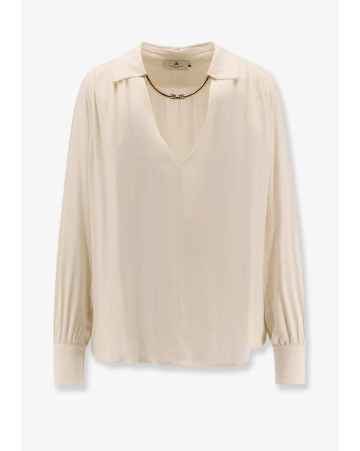 Elisabetta Franchi Elisabetta -franchi -shirt Met Juweelaccessoire in het White