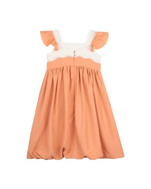Chloé Pink Silk Mini Dress With Straps For Girls