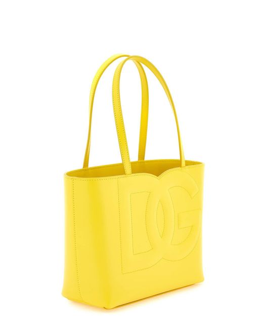 Bolso tote de cuero con logo Dolce & Gabbana de color Yellow