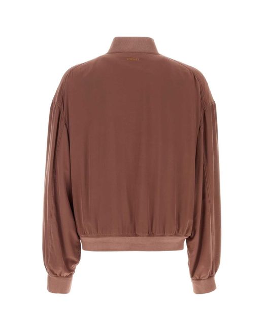 Versace Brown Solid Bomber Jacket