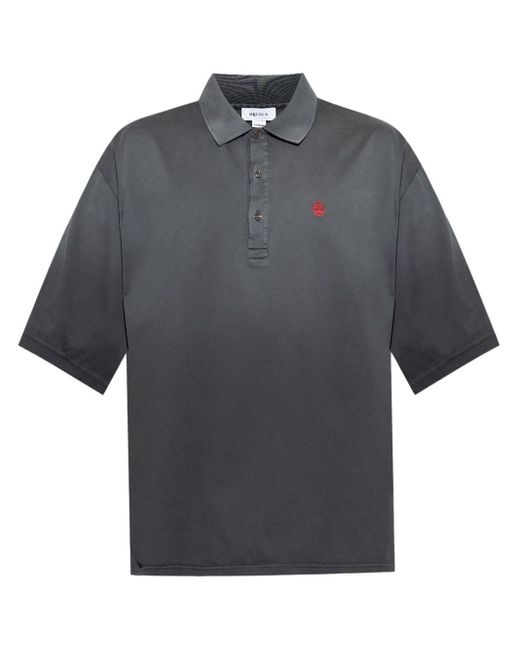 Alexander McQueen Poloshirt Met Geborduurde Doodskop in het Gray voor heren
