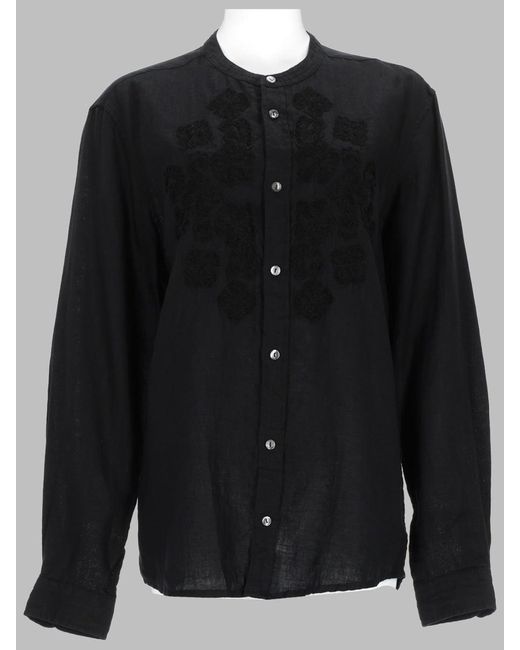 P.A.R.O.S.H. Black P. A.R. O. H. Embroidered Linen Shirt For