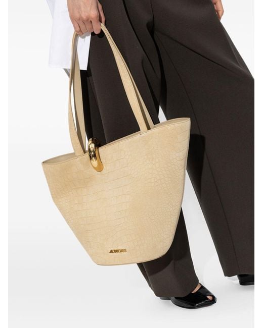 Jacquemus White Le Bambola Moyen Leather Bucket Bag