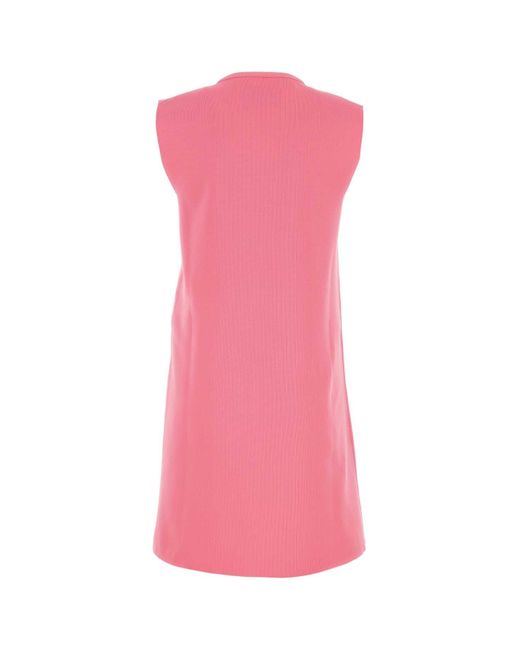 Jil Sander Pink Fluo Polyester Mini Dress
