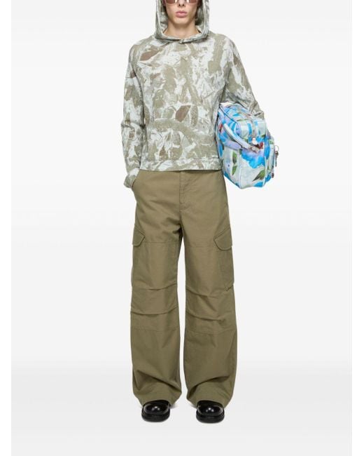 Acne Green Utility-Inspired Straight Pants With Flap Pockets for men