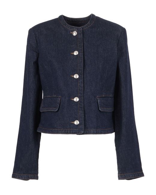 7 For All Mankind Blue Lady Jacket Smoove With Exposed Buttons