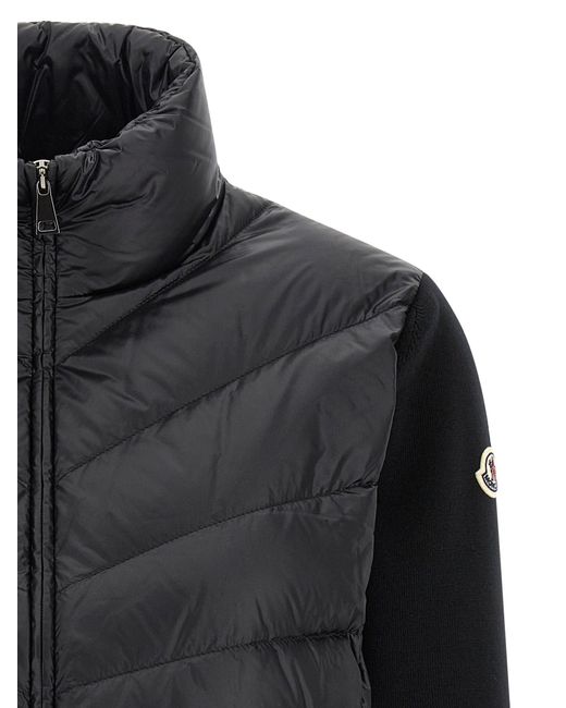Moncler Tricot Sleeve Down Jacket in het Black