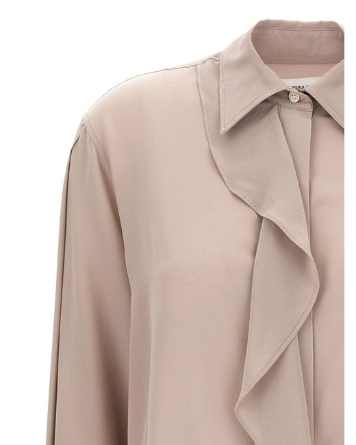 Victoria Beckham 'asymmetrische Ruche' Blouse in het Natural