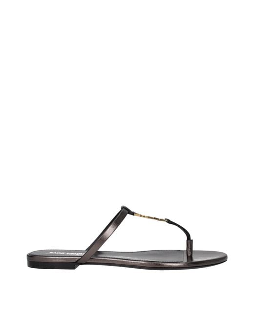 Saint Laurent Brown Leather Sandals/Bronze