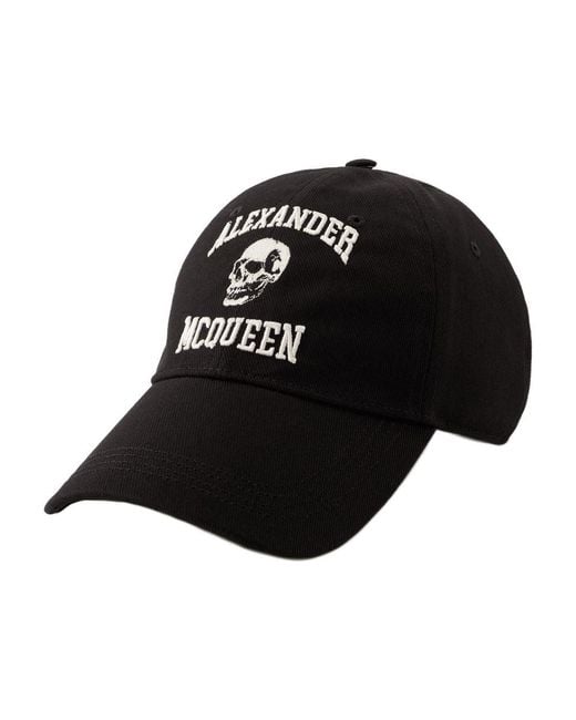 Capa del cráneo del equipo universitario Algodón Negro/Marfil Alexander McQueen de hombre de color Black