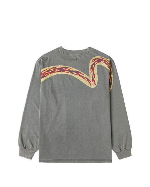 Evisu Gray Ej Fire Daicock Ls Tee