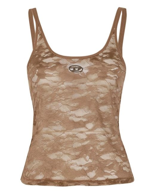 DIESEL Tanktop Van Kant in het Brown