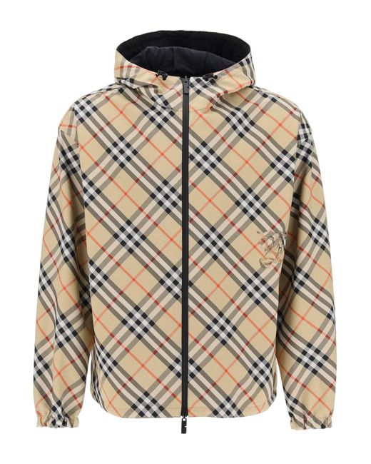 Burberry Natural Reversible Check Hooded Jacket With
