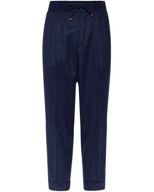 Brunello Cucinelli Blauwe Wollen Broek in het Blue voor heren