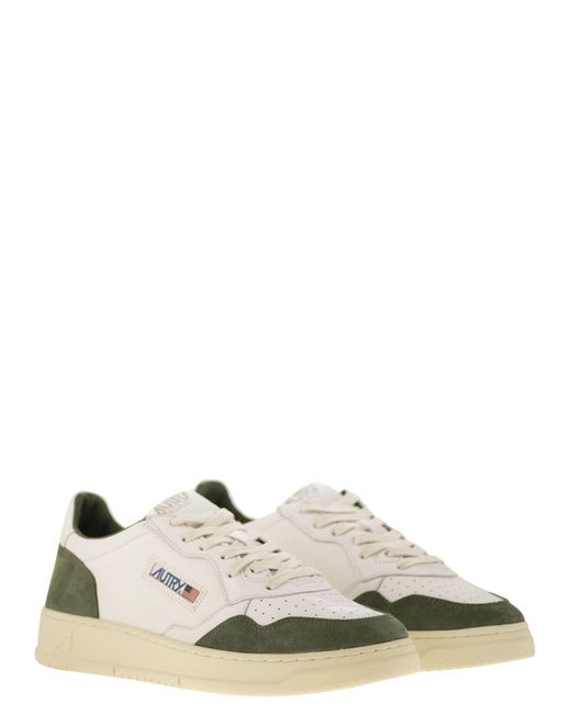 Autry Medaillengewinner niedriger Turnschuhe in Ziegenleder und Wildleder in White für Herren