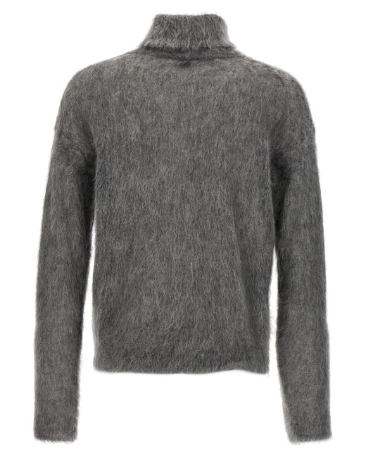 Saint Laurent Gray Mohair Turtleneck Sweater for men