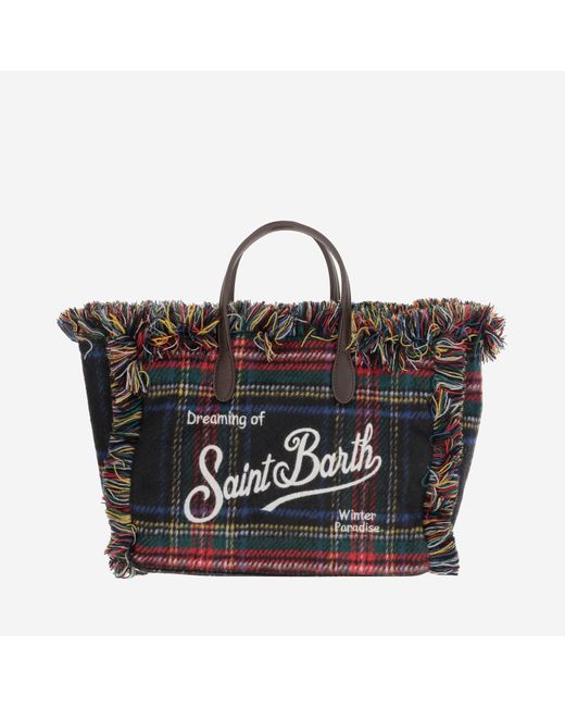 Mc2 Saint Barth Black Colette Bag With Check Pattern