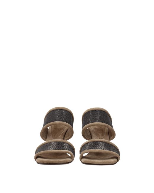 Brunello Cucinelli Metallic Sandals Suede