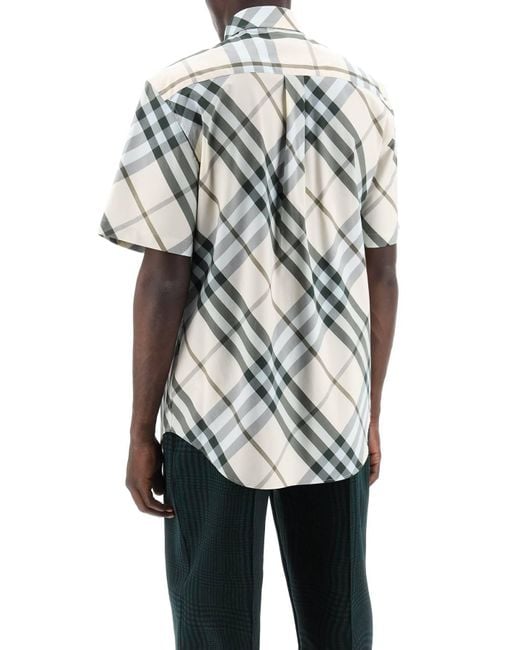 Burberry White Short Sleeved Checkered Shirt