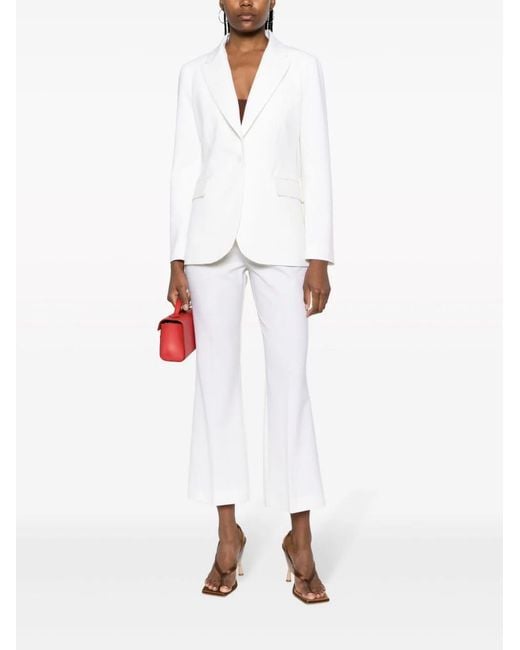 P.A.R.O.S.H. White Stretch-wool Flared Cropped Trousers