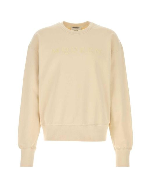 McQueen Natural Cream Cotton Sweatshirt for men