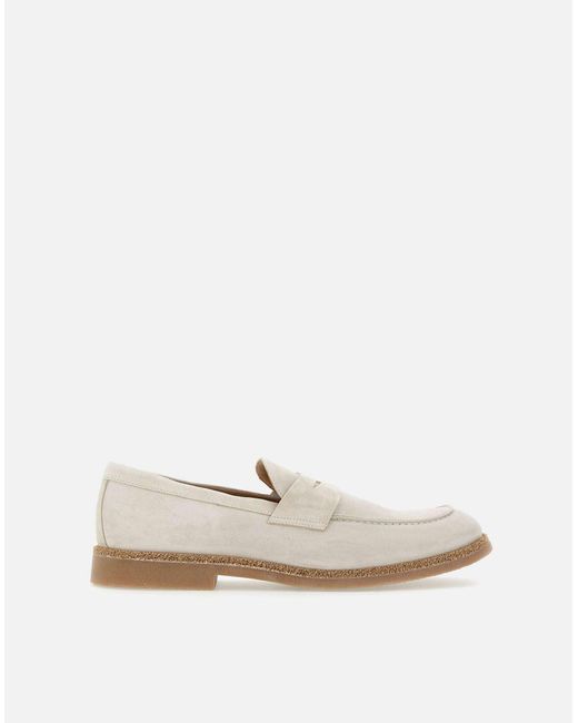 Mandards en daim en daim beige Eleventy pour homme en coloris White