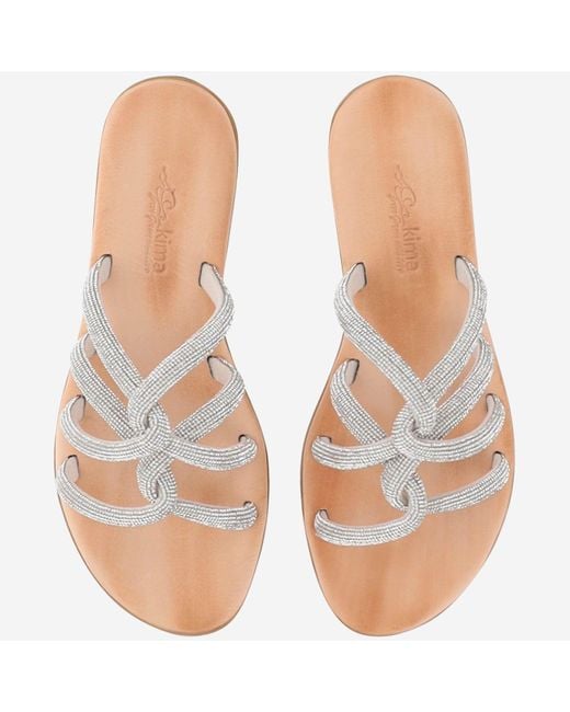 Kima Natural Ledersandalen mit Strasssteinen