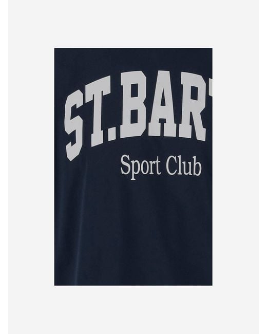 Mc2 Saint Barth Blue Cotton T Shirt With Logo Print for men