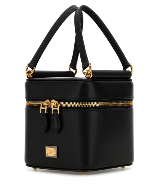 Dolce & Gabbana Black Leather Sicily Cube Handbag