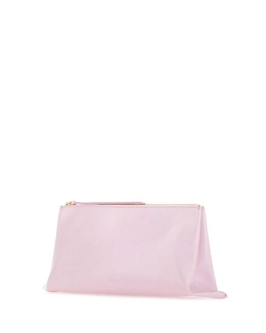 Jil Sander Pink Pastel Leather Medium Clutch