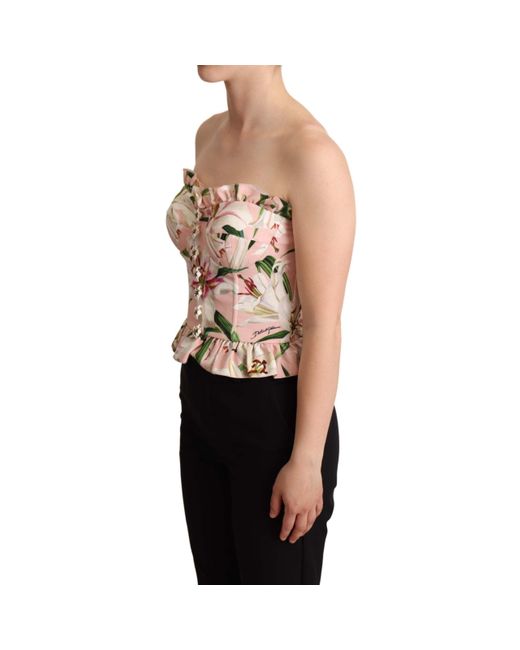 Top de blusa con apliques florales de bustier rosa de Dolce & Gabbana de color | Lyst