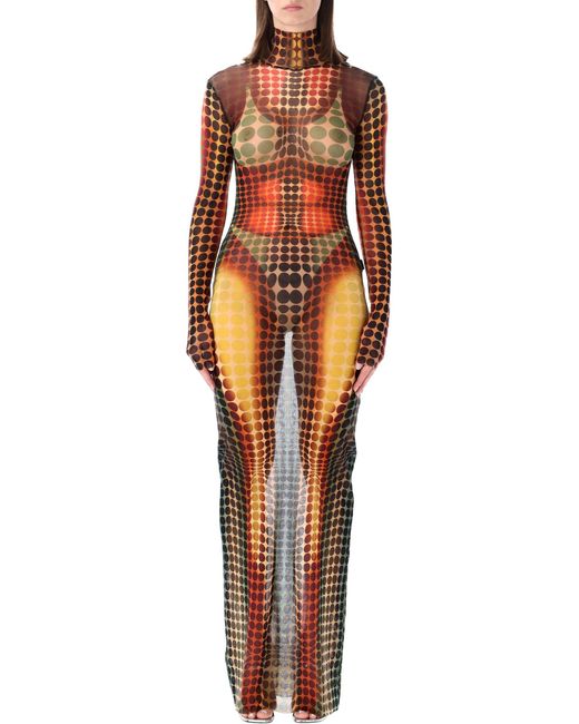 Jean Paul Gaultier Orange Dots Re-Edition Long Dress