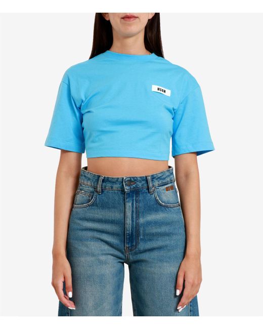 MSGM Blue T Shirts And Polos