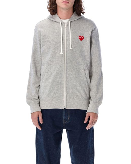 COMME DES GARÇONS PLAY Gray Icon Heart Full Zip Hoodie
