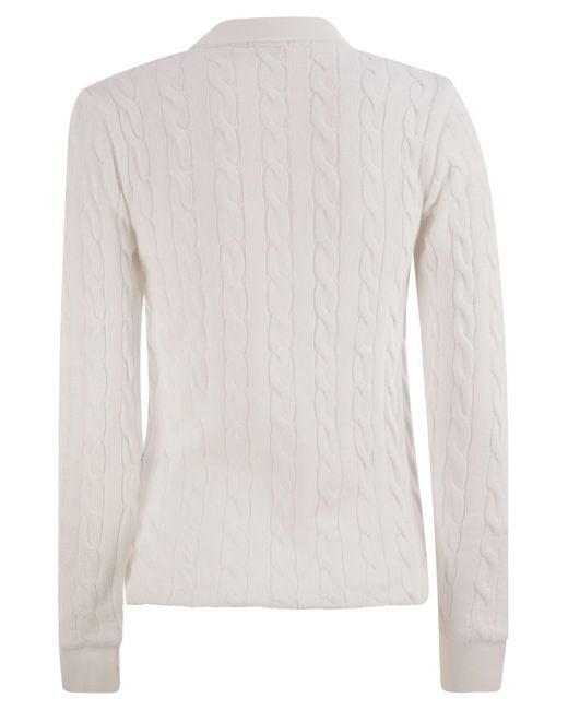 Polo Ralph Lauren White Plaited Cotton Polo Shirt