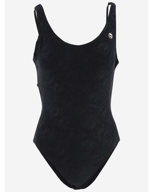 Karl Lagerfeld Black Ein Stück Badeanzug mit Logo