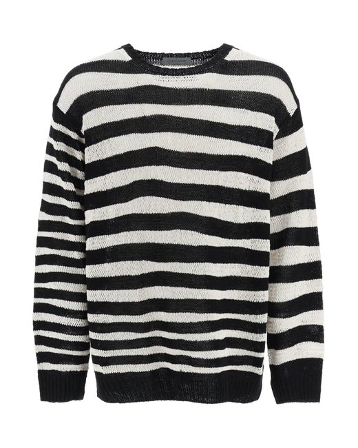Yohji Yamamoto Black Striped Pure Baumwollpullover