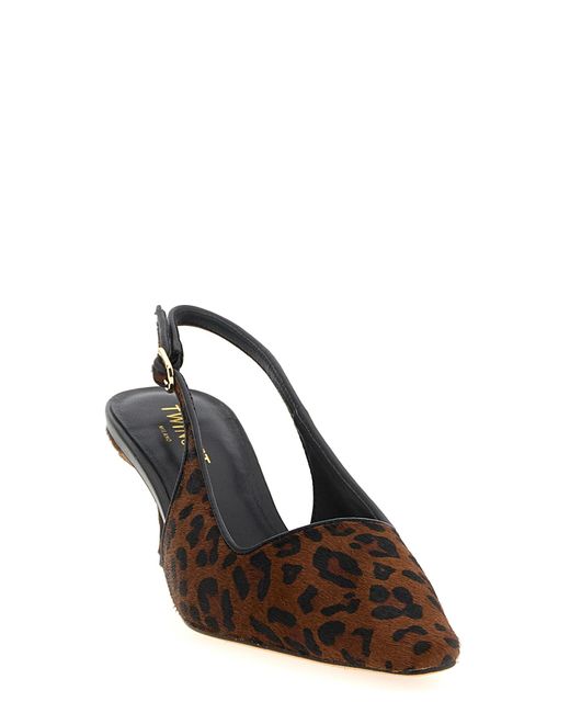 Twinset Brown Animal Print Slingbacks