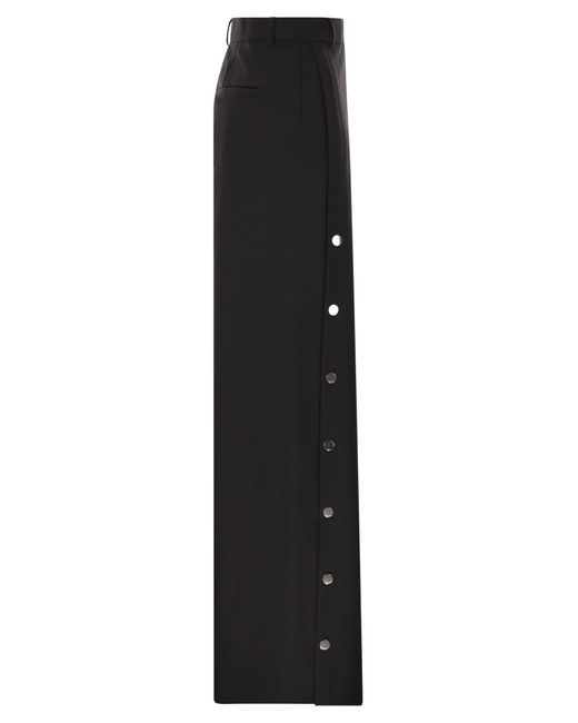 Pantalón Edere De Lana Con Botones Sportmax de color Black