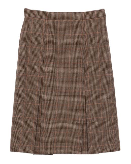 Saint Laurent Brown Wool Cashmere Midi Skirt