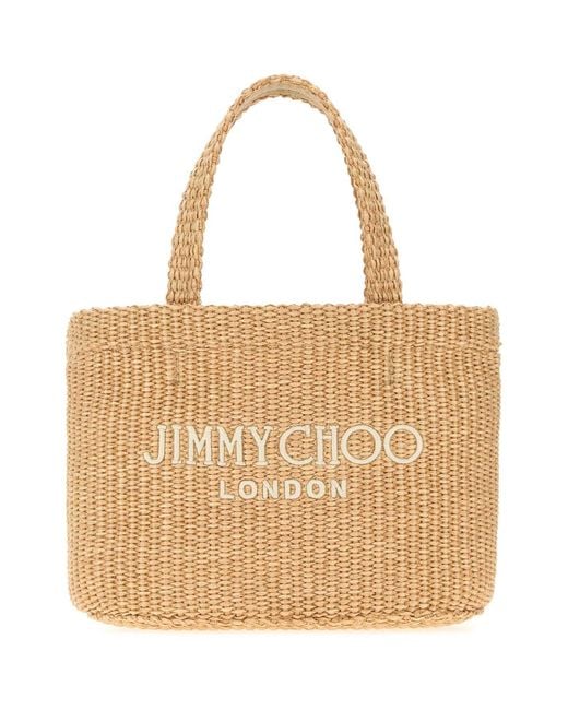 Jimmy Choo Natural Raffia Mini Beach Handbag