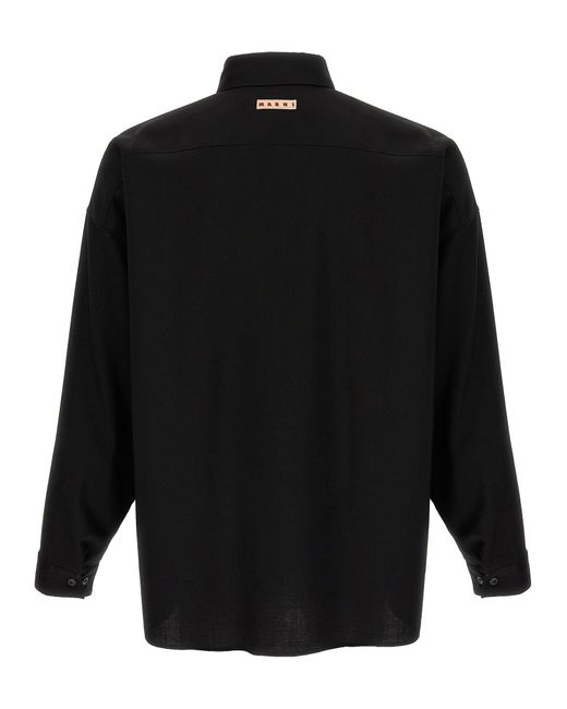 Marni Black Cool Wool Shirt for men