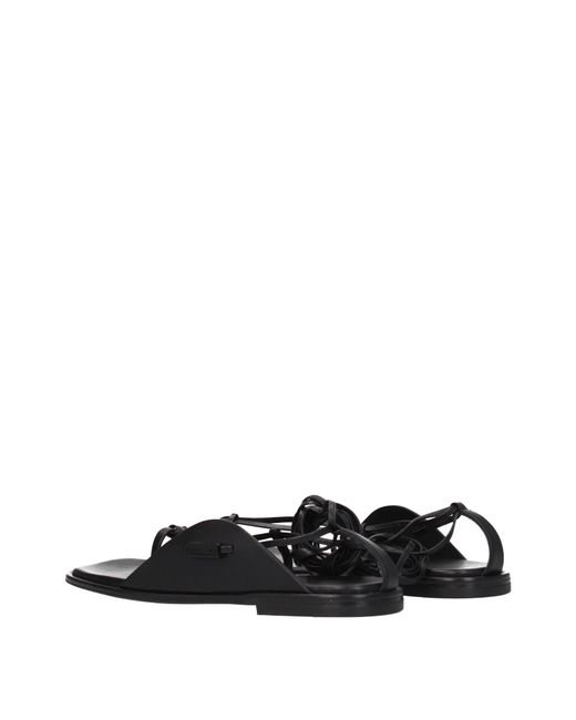 Ferragamo Black Agena Leather Flip Flops