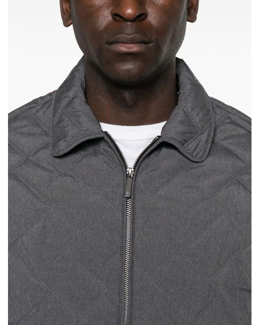 Emporio Armani Gray Quilted Blouson Jacket for men