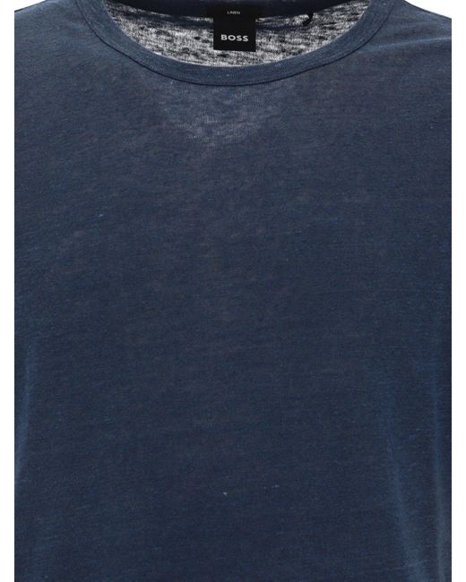 Boss Hugo -baas "tiburt" Linnen T -shirt in het Blue voor heren